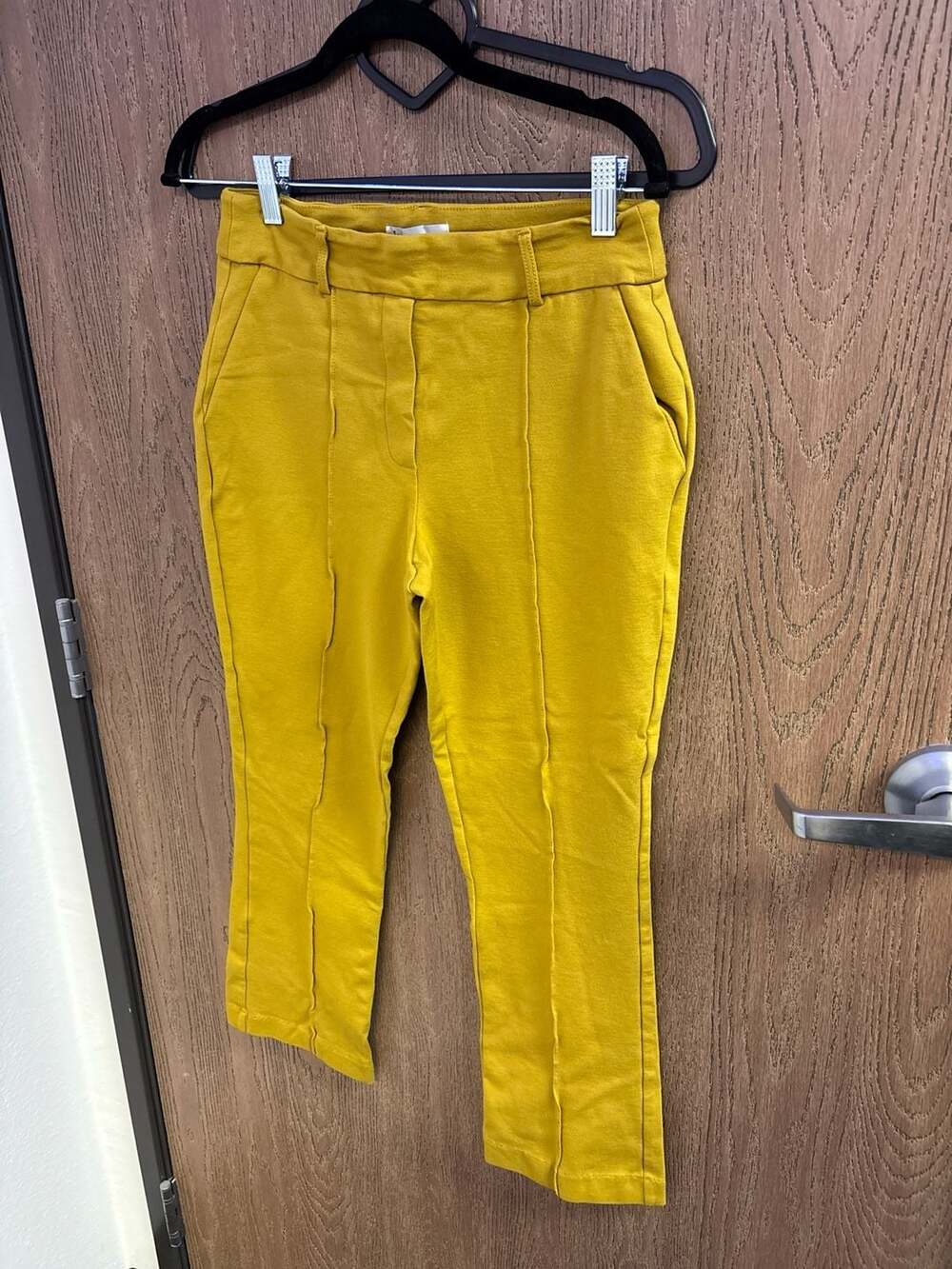 Jules & Leopold Mustard Yellow Seam Front Ponte Ankle Pants, Size S